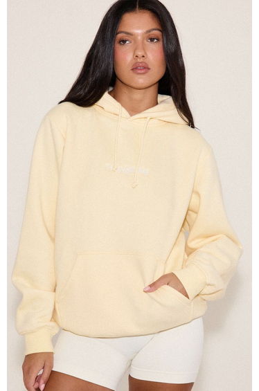 Butter Cream Embroidered Oversized Sweat Hoodie