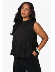 Plus Tie Side Smock Top - black - 1