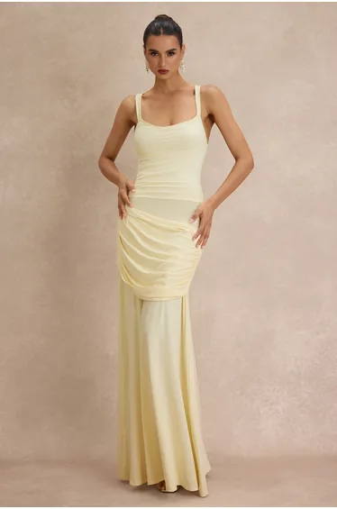 Solid Gathering Slip Maxi Dress
