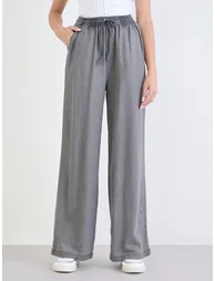 Women Grey Wide Leg Trousers - 1
