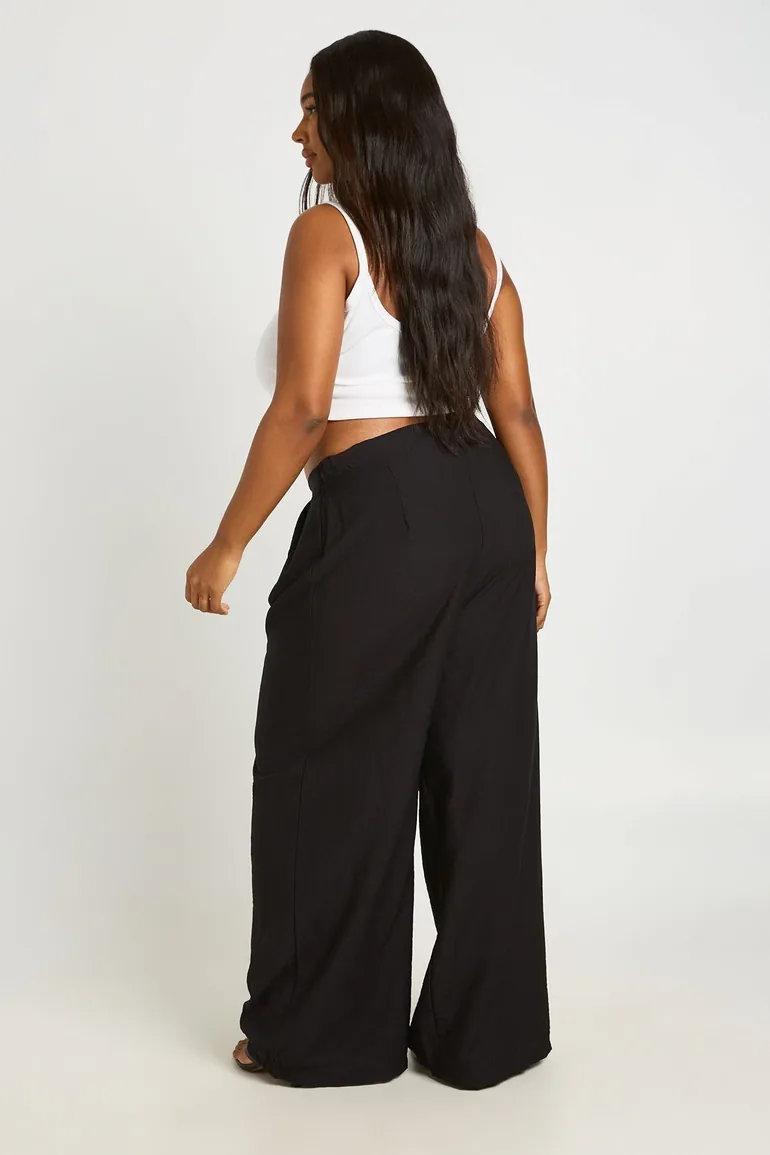 Plus Pleated Wide Leg Trouser - black - 1