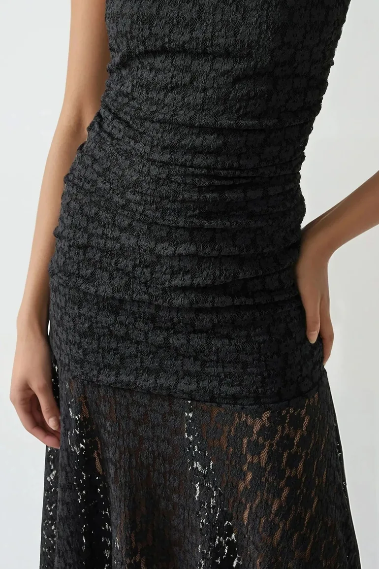 Strapless Lace Midi Dress - 1