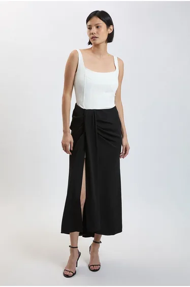 Petite Compact Viscose Corset Maxi Dress