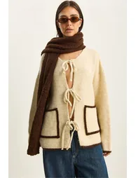 LUCCI Oversized Knit Cardigan with Tie Closure