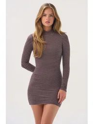 ButterCloud™ Mini Dress in Espresso Stripe - 1
