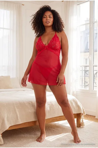 Red Plus Size Babydoll