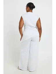 Plus Pleated Tailored Wide Leg Joggers - ash grey - 1