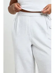 Plus Pleated Tailored Wide Leg Joggers - ash grey - 3