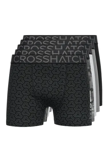 Crosshatch Mens Buzzard Boxer Shorts (Pack of 5) - Grey Marl/Black