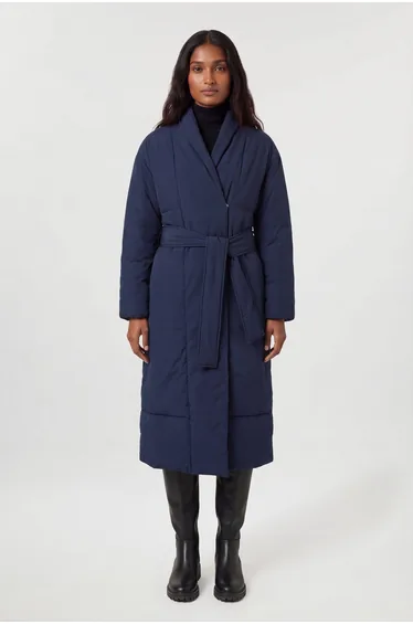 Padded Belted Midi Coat