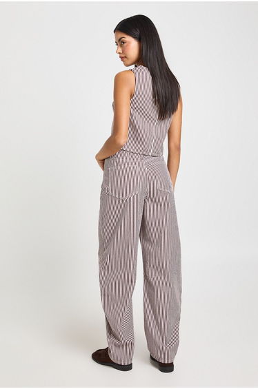 Mid Waist Stripe Barrel Jean - burgundy product thumbnail 2