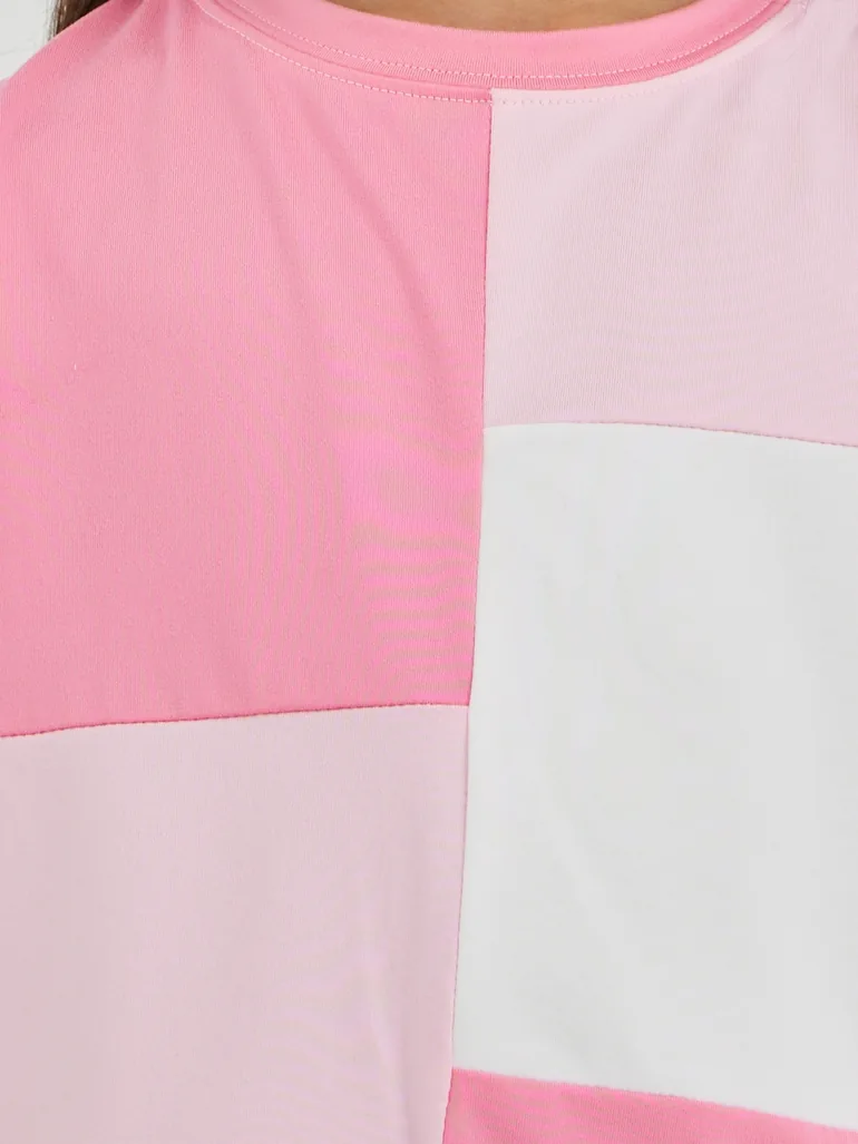 Girls Color Block Oversized T-Shirt and Shorts Set - 2