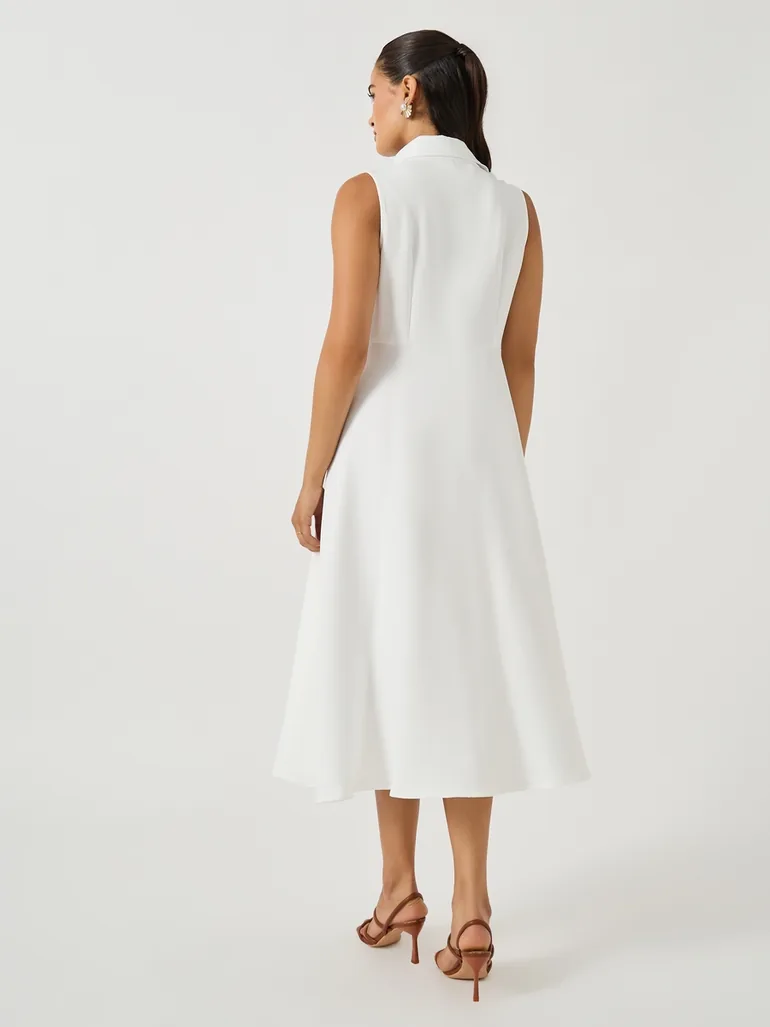 Plain Sleeveless Shirt Midi Dress - 4
