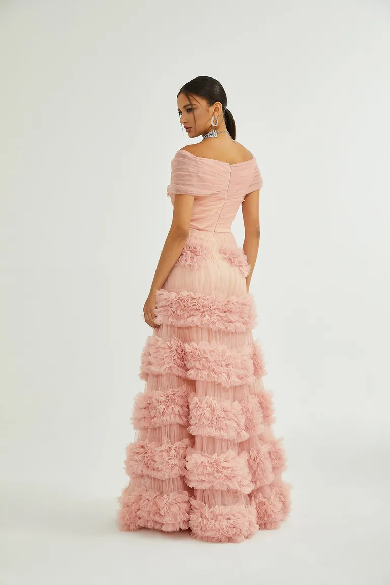 Solène Pink Tiered Maxi Dress - 4