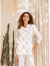 All-Over Floral Printed Buttoned Shirt With Trousers Co-Ords - 1