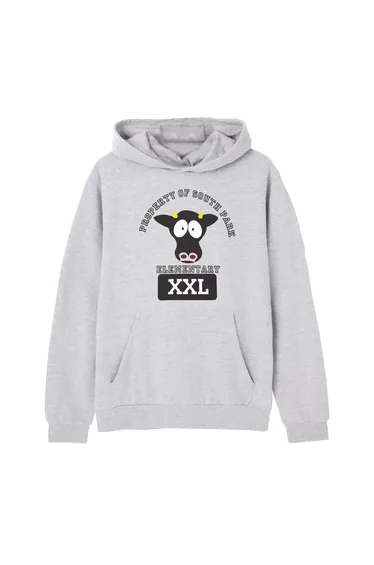 South Park Mens Cow Hoodie - Grey Marl