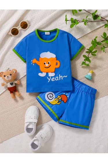 Boys Embroidered Patch T-Shirt and Shorts Set