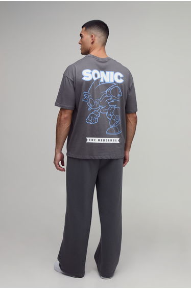 Oversized Sonic Graphic License Print T-Shirt - charcoal product thumbnail 3