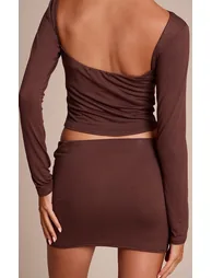 Cappuccino Jersey Low Waist Mini Skirt - 2
