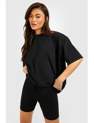 Oversized T-shirt And Cycling Short Set - black - 3
