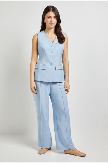Elastic Waist Straight Leg Trouser