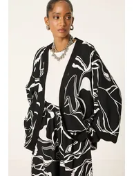 PATTERNED KIMONO BLOUSE & PANTS SET - 1