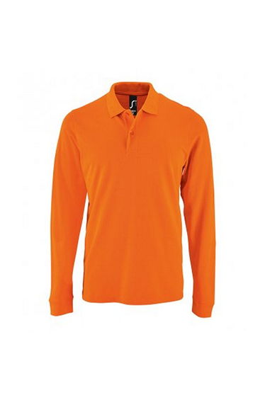 SOLS Mens Perfect Long Sleeve Pique Polo Shirt - Orange