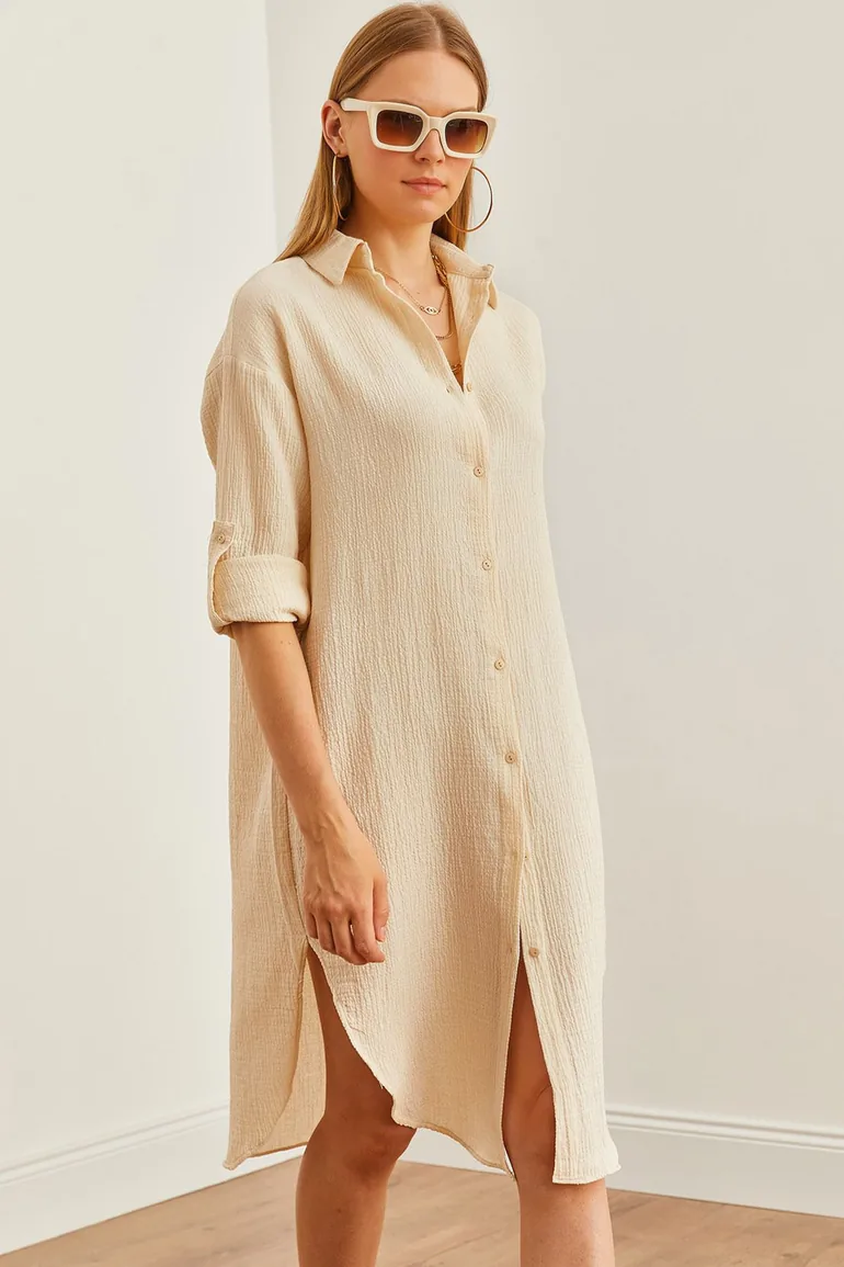 muslin shirt dress Womens cotton muslin shirt dress