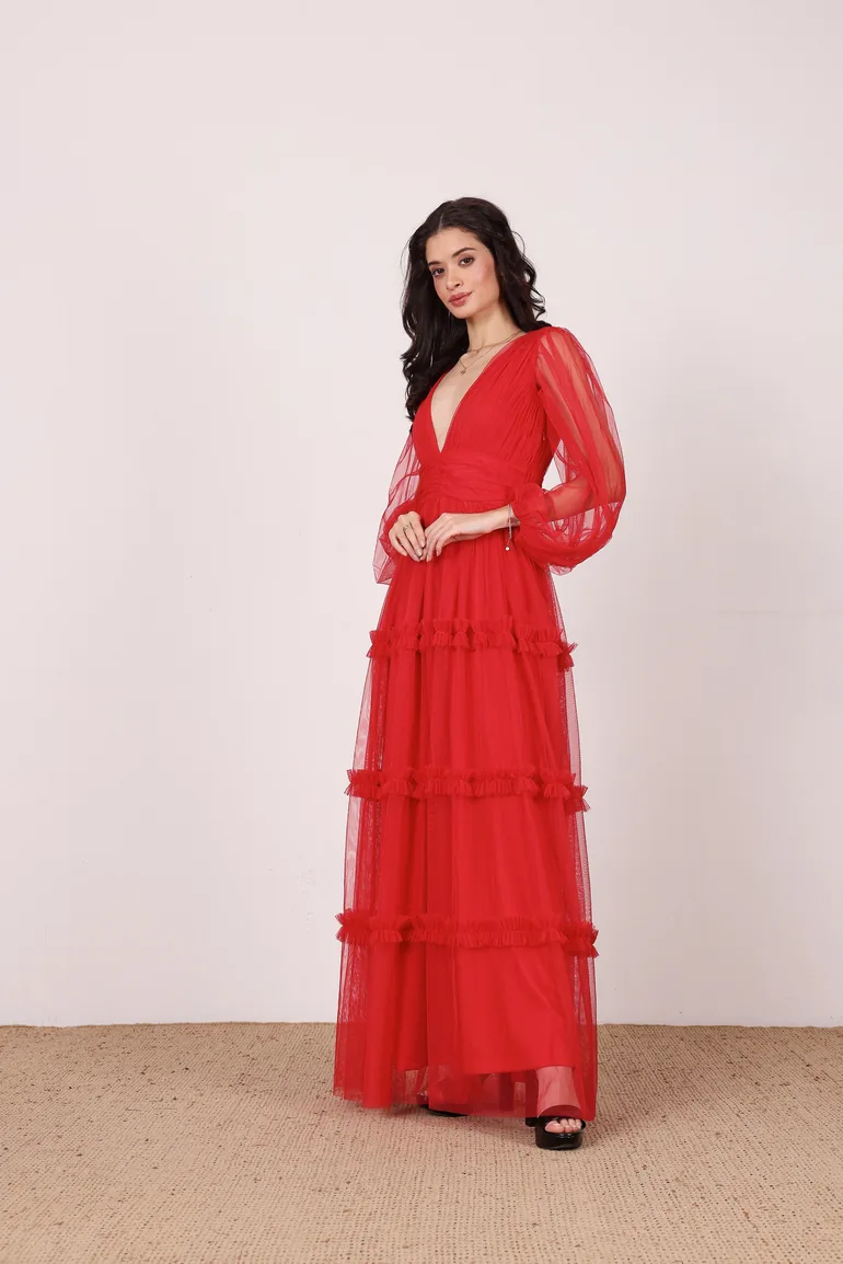 Lydia Maxi Dress in Red - 2