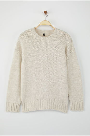 Stone Soft Texture Wide Pattern Basic Knitwear Sweater