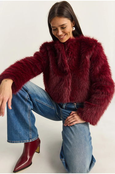LUCCI Boxy Crop Faux Fur Coat