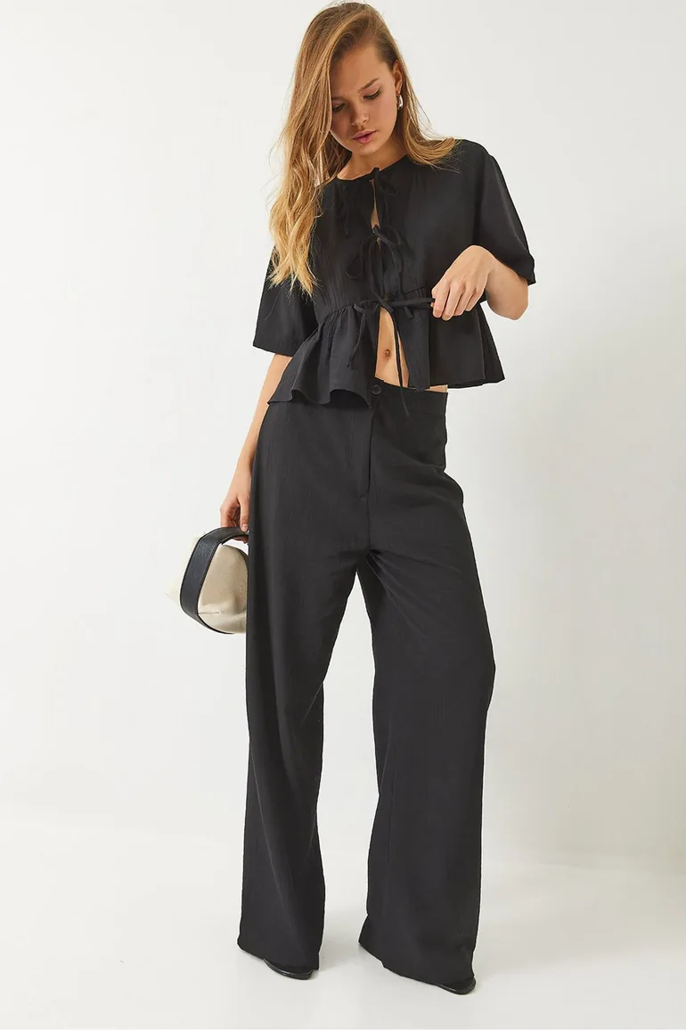 LUCCI Textured Two-Piece Coord Set with Ruffle Detail - 1
