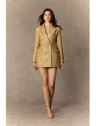 Lavish Looks Gold Double Breasted Tweed Mini Dress - 1