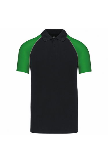 Kariban Mens Contrast Pique Baseball Polo Shirt - Black/Green