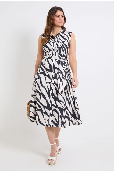 Summer Cotton Palm Shirt Dress