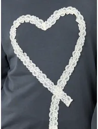 Teen Heart Lace Sweatshirt and Flared Legging Set - 3