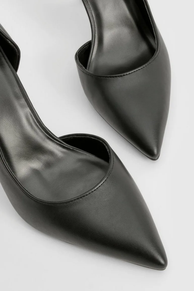 حذاء كورت لون أسود بفتحات كعب وسط - 3