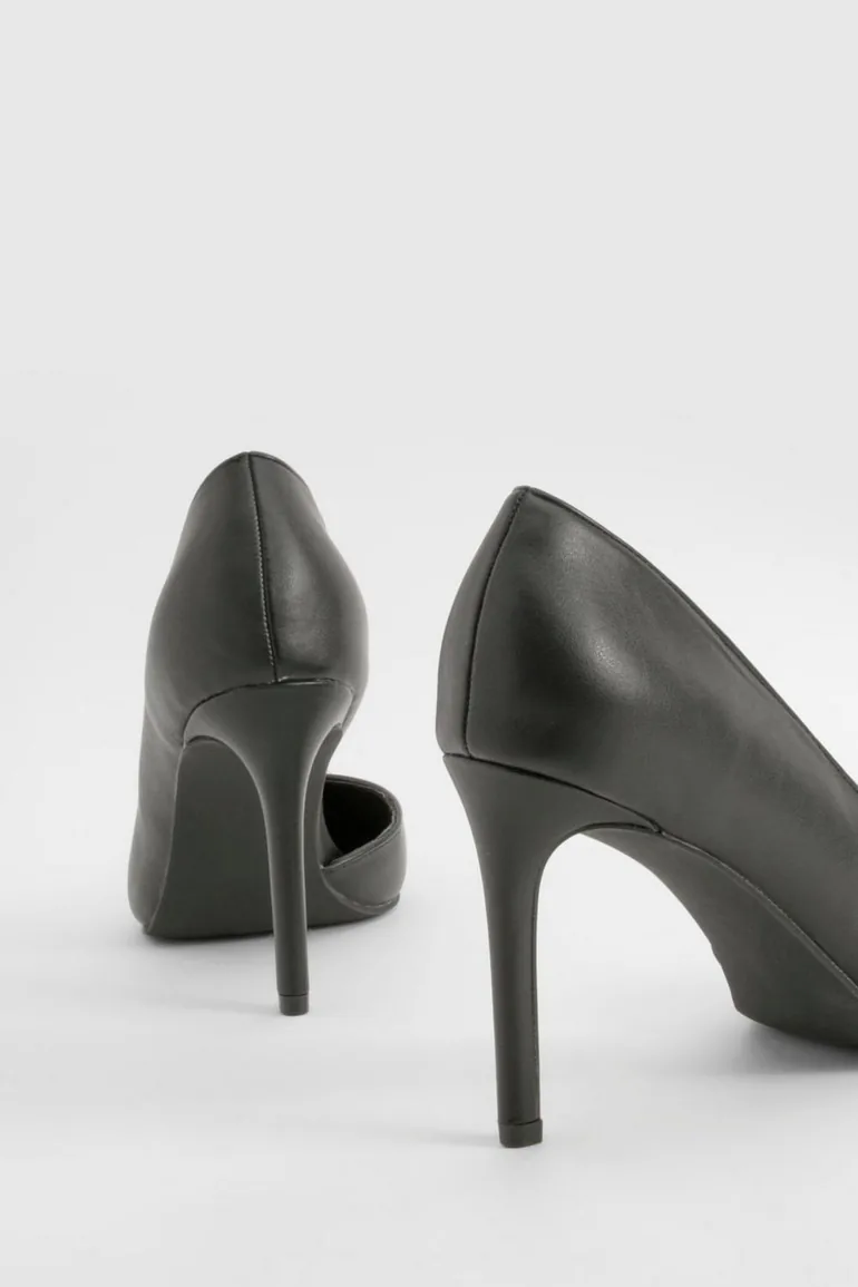 حذاء كورت لون أسود بفتحات كعب وسط - 2