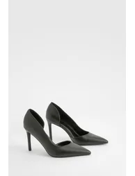 حذاء كورت لون أسود بفتحات كعب وسط