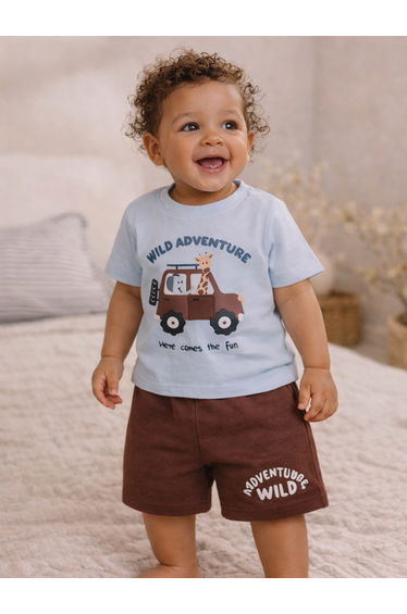Baby Boys Car Graphic T-Shirt and Shorts Set