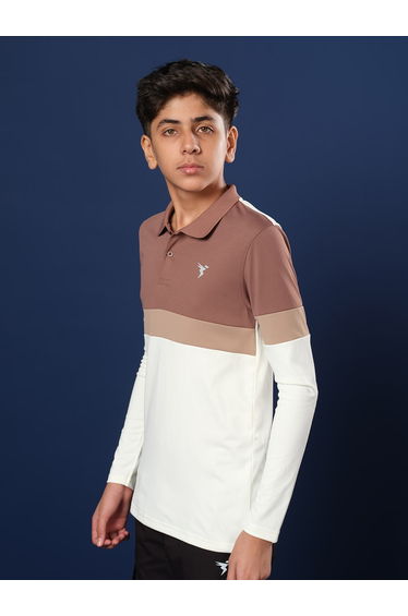 Color Block Long Sleeve Polo T-Shirt