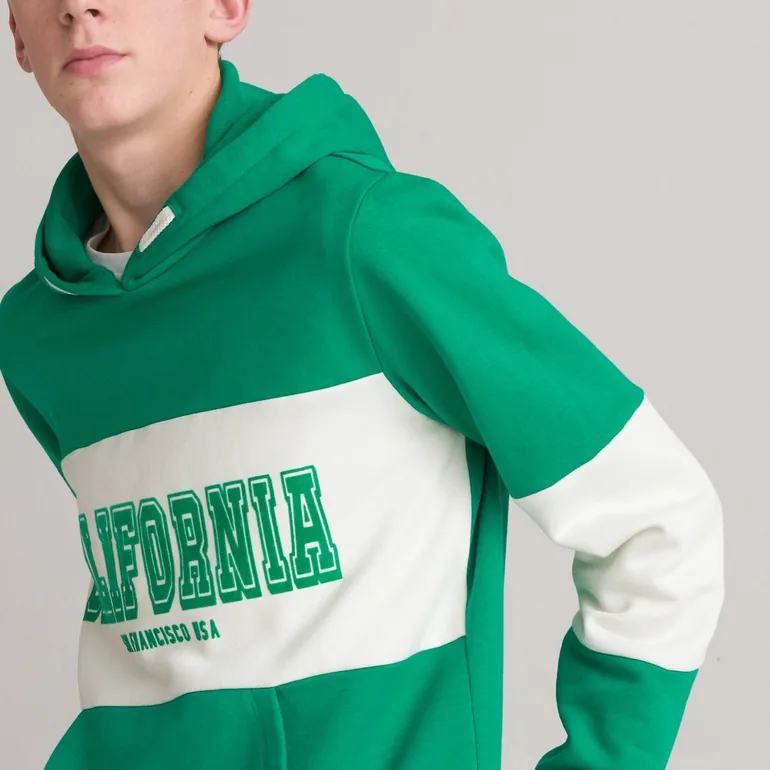 Slogan Print Hoodie in Cotton Mix - 1