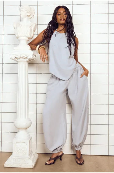 Balloon Elasticated Waist Trouser - blue