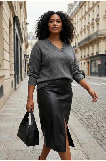 Wardrobe essentials anthracite basic wide fit soft textured knitwear sweater