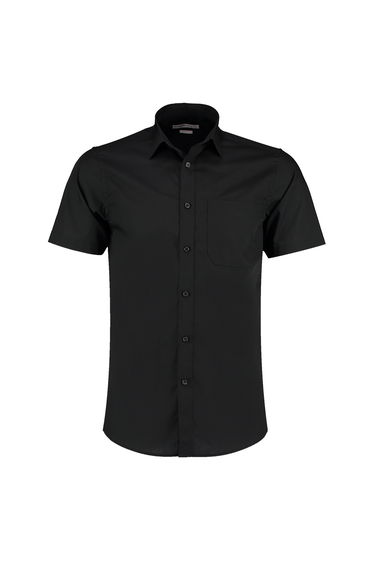 Kustom Kit Mens Poplin Short Sleeve Shirt - Black