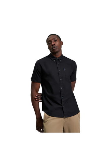 Ben Sherman Mens Signature Oxford Short-Sleeved Shirt - Black