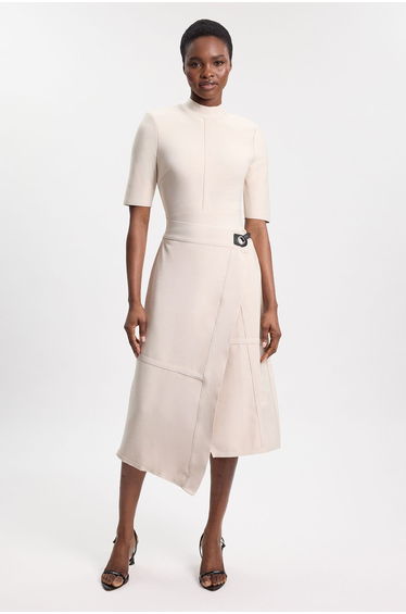 Figure Form Bandage Asymmetric Knit Midi Dress