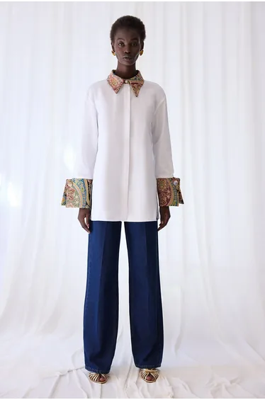 SHIRT WITH ETHNIC PATTERNED DETAILED
