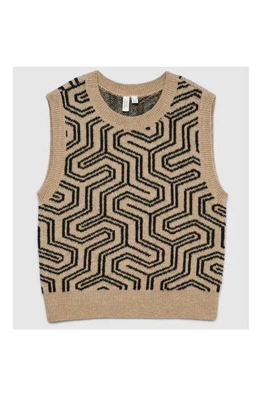 Sleeveless Jumper with Leopard Print