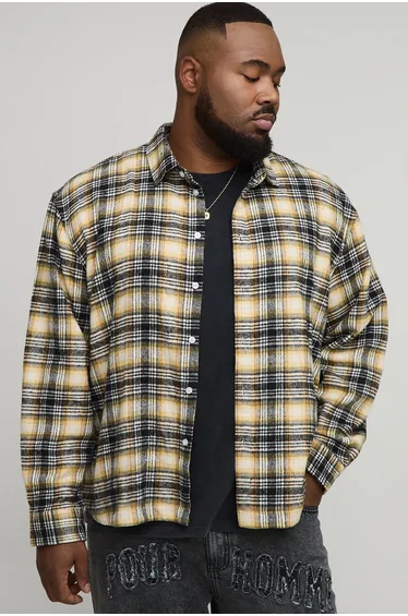 قميص قطن بطبعة كاروهات بأكمام طويلة